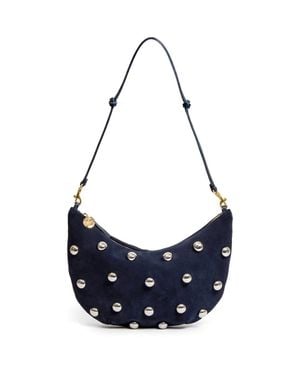 Clare V. Lune Studded Leather Shoulder Bag - Blue