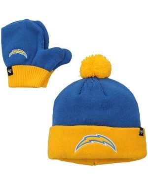 '47 Toddler Los Angeles Chargers Bam Bam Cuffed Knit Hat With Pom & Mittens Set - Blue