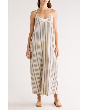 Elan Stripe Sleeveless Cover-Up Maxi Dress - Natural