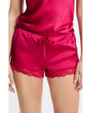 Etam Milky Silk Pajama Shorts - Red