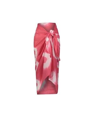 MER ST BARTH Cotton Saline Pareo Hibiscus Tie-Dye - Red