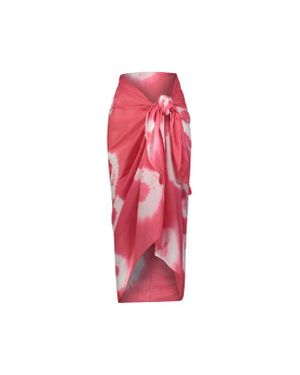 MER ST BARTH Cotton Saline Pareo Hibiscus Tie-Dye - Red