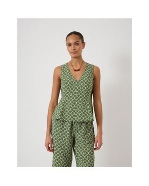 Hush Sybil V-Neck Air Flow Godet Top - Green