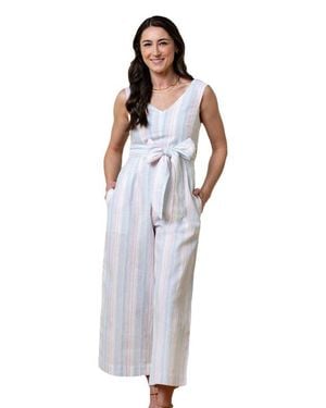 Hope & Henry Tie-Waist Wide Leg Jumpsuit - Blue