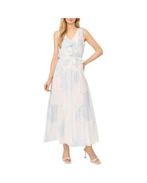 Halogen® Ruffle Metallic Tie Waist Sleeveless Maxi Dress - Blue