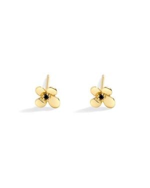 Mint & Lily Dainty Floral Statement Stud Earrings - Metallic