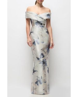 Alfred Sung Constance Off The Shoulder Column Gown - Multicolor