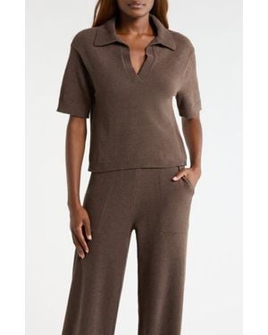 UGG Keslyn Johnny Collar Knit Polo - Brown