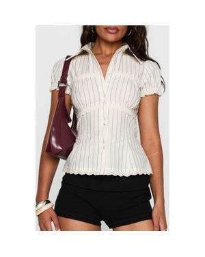 Princess Polly Deserve You Puff Sleeve Shirt - White