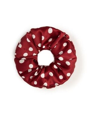 OLAH Petite Dot Silk Scrunchie - Red
