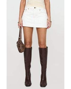 Princess Polly Nicolina Low Rise Denim Miniskirt - White