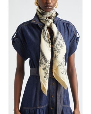 Zimmermann Paisley Print Silk Square Scarf - Blue