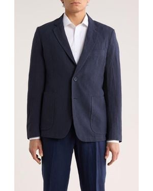 Percival Tailored Fit Solid Linen Blazer - Blue