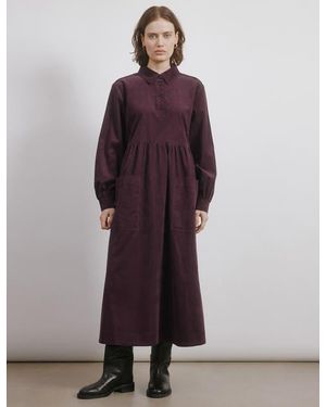 Albaray Cord Placket Midi Dress - Purple