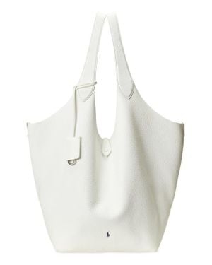 Polo Ralph Lauren Shiny Drum Pebble Leather Tote - White