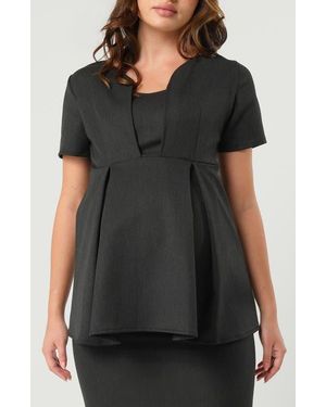 Marion Box Pleat Maternity/Nursing Top - Black