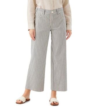 Karen Kane Stripe Crop Wide Leg Jeans - Gray