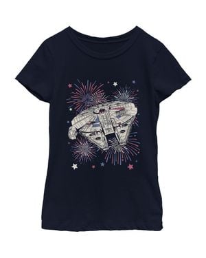 Star Wars Girls' Festive Fireworks Falcon T-Shirt - Blue