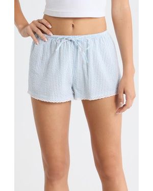 Open Edit Seersucker Boxer Sleep Shorts - Blue