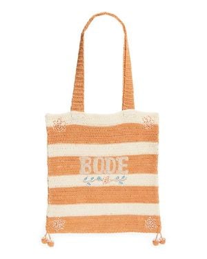 Bode Sherbet Beaded Crochet Tote - Orange