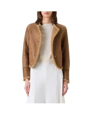 Akris Punto Boxy Genuine Shearling Jacket - Brown