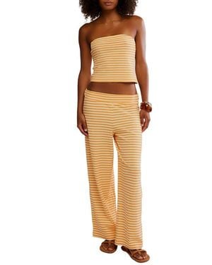 Free People Sailor Tube Top & Wide Leg Pants Set - Yellow