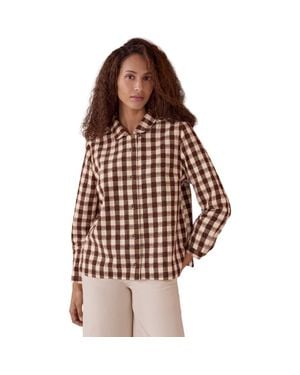 Celtic & Co. Gingham Button Through Shirt - Brown
