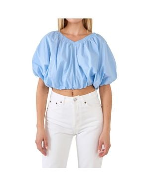 Endless Rose Puff Crop Blouse - Blue