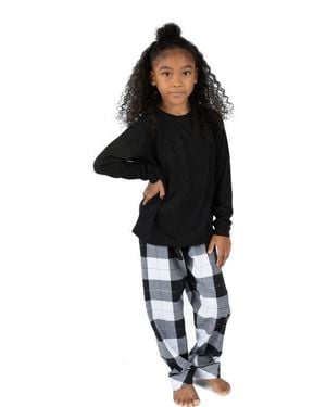 Leveret Kids Flannel Printed Holiday Pajama Set - Black