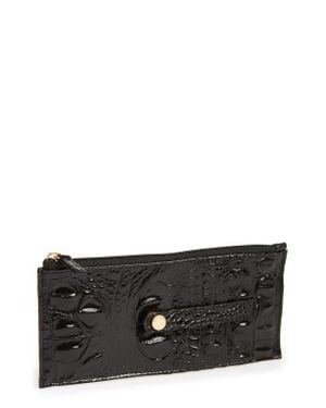 Brahmin Melbourne Croc Embossed Leather Card Wallet - Gray