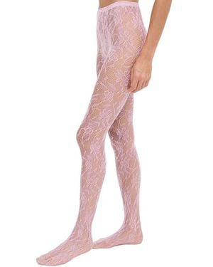 Stems Aria Floral Fishnet Tights - Pink