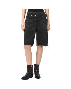 AllSaints Aki Crossover Denim Shorts - Black