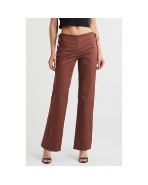 Mistress Rocks Lace-Up Stretch Cotton Twill Pants - Red