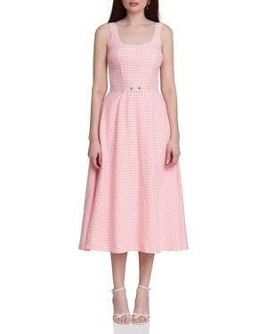 Avec Les Filles Bustier Bodice Gingham Midi Dress - Pink