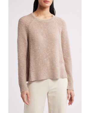 Eileen Fisher Raglan Sleeve Organic Linen & Organic Cotton Sweater - Natural