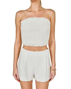 Endless Rose Smocked Crop Tube Top - Gray