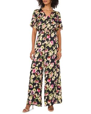 Vince Camuto Floral Flutter Sleeve Jumpsuit - White