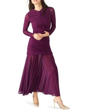 Steve Madden Kiara Ruched Long Sleeve Maxi Dress - Purple