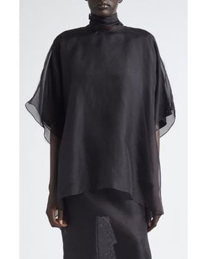 Brandon Maxwell Cali Silk Organza Top - Black