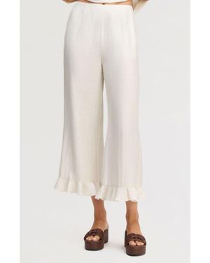 Sam Edelman Ruffle Hem Ankle Pants - Natural