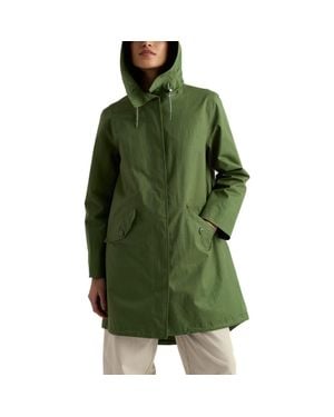 Seasalt Cornwall Seafaring Waterproof Linen & Cotton Hooded Coat - Green