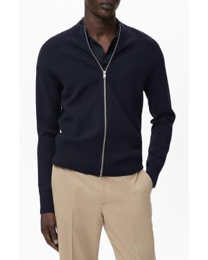 Mango Crewneck Zip Cardigan - Blue
