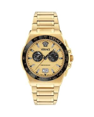 Versace Greca Reaction Chronograph Goldtone Bracelet Watch, 43Mm - Metallic