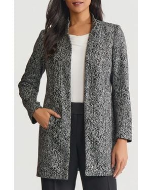 Kasper Herringbone Open Front Blazer - Gray