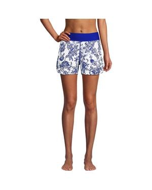 Lands' End 3 Quick Dry Elastic Waist Board Shorts Swim Cover-Up Shorts With Panty - Blue
