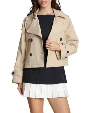 Avec Les Filles Double Breasted Crop Trench Coat - Multicolor
