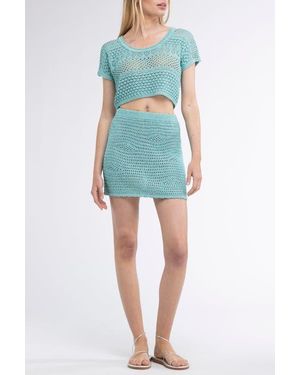Sunday Saint Tropez Livia Crochet Cover-Up Mini Skirt - Blue