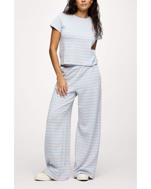 nuuds Golden Hour Stripe Stretch Cotton Top & Pants Set - White
