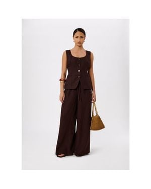 Whistles Wide Leg Linen Trouser - Brown