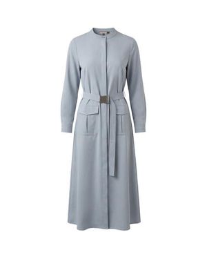 Faves Button-Down Belted Cargo Midi Dress - Blue